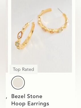 Anthropologie Bezel Stone Hoop Earrings Gold Gemstone Hoop Earrings Jewelry